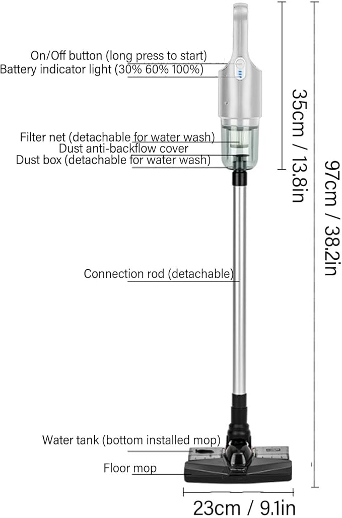 Cordless Stick Vacuum Cleaner Powerful Suction Efficient Cleaning Portable Design for Any (White)