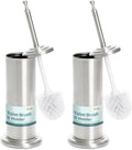 2 Pack Stainless Steel Modern Toilet Brush &amp Holder Set Bathroom Bowl Cleaner Brush with Caddy