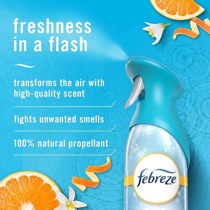 FE.BRE.ZE. AIR FRESHENER. Mist Refresh &amp Energize Rejuvenating Water Zesty Orange Blossom Scent 3 bottles 8.1 0z (1 pack)