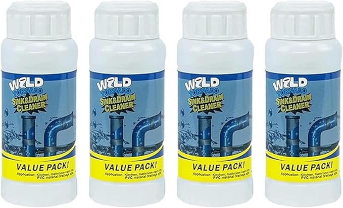 Wild Tornado Sink and Drain Cleaner Powerful Sink Drain Cleaner Pipe Dredge Fast Foaming Drains Clog Remover for Kitchen and Bathroom Pipes Cleaning Tool (4PCS)