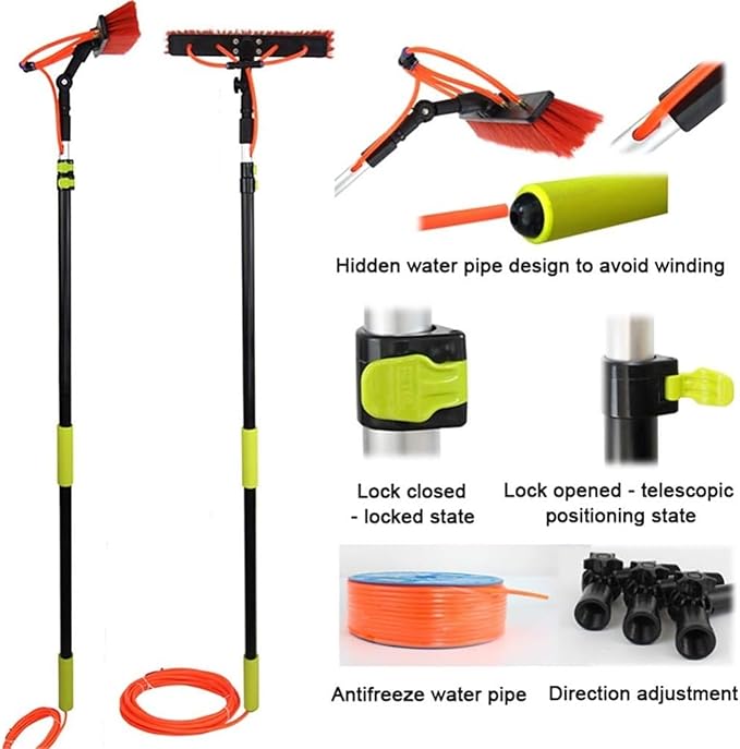 Photovoltaic Panel Cleaning Window Clean Water Fed Telescopic Brush Extendable Cleaner Conservatory Roof Cleaning Tools Tool (Color : 9m/30ft)
