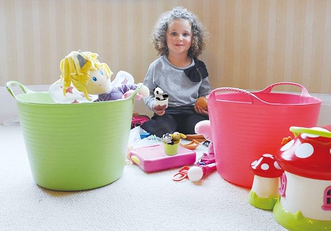 Red Gorilla Large Flexible Plastic Tub Toy Storage Laundry Gardening &amp More Pistachio