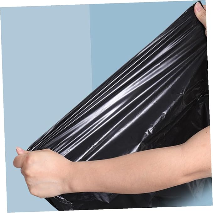 200pcs Thickened Plastic Trash Bags Strong Kitchen and Bathroom Garbage Liners Black Plastic Bags for Home Hotel Restaurant Use