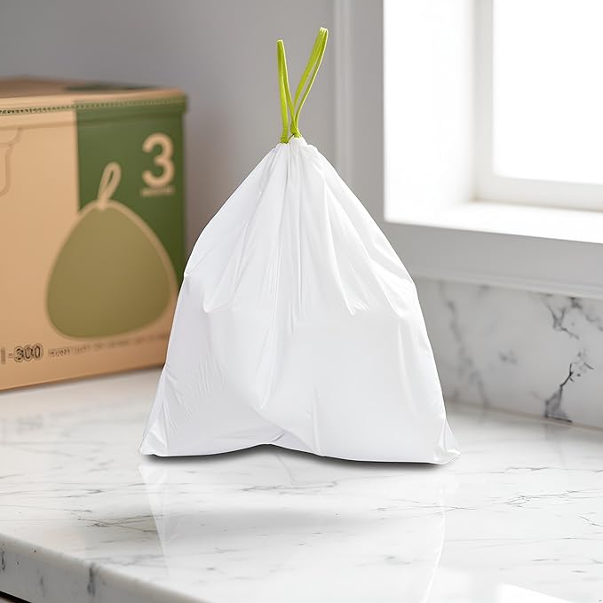 Trash Bags 30 Count White Drawstring Waste Bags | Leak-Resistant Tear-Resistant Unscented | For Bathroom Office Bedroom Bins(23.6×27.3in)