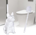 Toilet Brush Holder Set for Bathroom Cute Dog Base Solidly Toilet Bowl Brush Holder and Decorative Bathroom Ceramic Cleaning Kit with Brush and Holder (White)