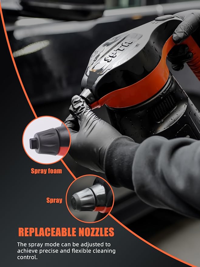 SPTA Pressure Foam Sprayer 2.25L/76 oz Electric Pressurized Soap Sprayer Car Foam Sprayer Cordless Pump Sprayer Car Wash Pressure Washer Foamer with 500ML Shampoo for Detailing