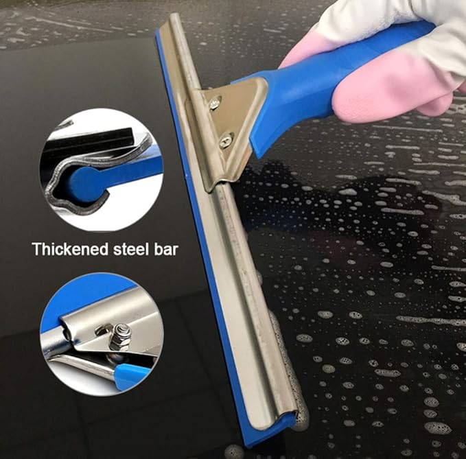Telescopic Window Cleaner Bar Scraper Window Glass Wall Photovoltaic Panel Cleaning Pole Extendable Cleaner for Trucks Campers Caravan Buses Windows Solar Panels Washing/3M/7.5Ft