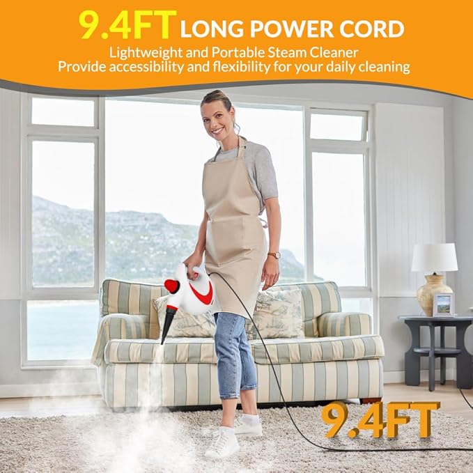 Handheld Pressurized Steam Cleaner with 12 pcs Accessories Portable Steamer for Cleaning Steam Cleaner for Home Use Steamer for Cleaning Car Furniture Floor Upholstery Grout and Tile Red