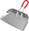 TOP DOG Metal Dustpan 17” Aluminum Dust Pans Heavy Duty Does not Chip or Bend Sheet Metal Edge Flat Against Floor for Small Item Sweeping Rubber Coated Easy to Grasp Handle (1pcs)