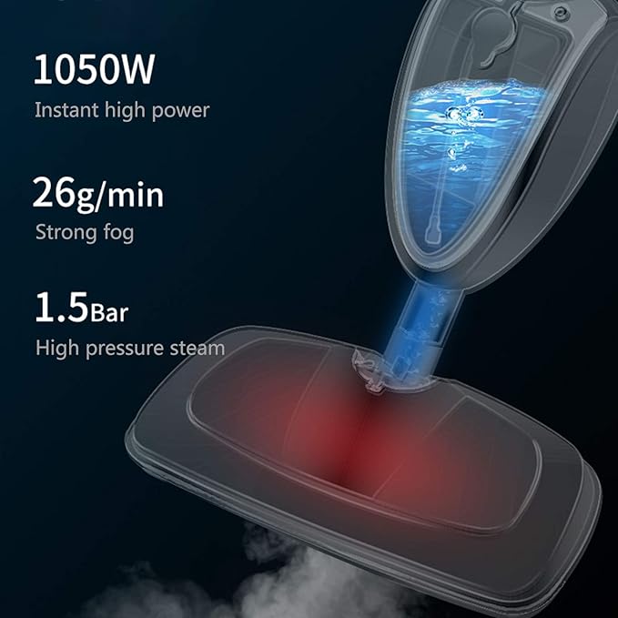 Steam Mop with 110°C High Temperature Steam 15S Heating Time Carpet Cleaner 6 Functions in 1 Steam Mop Environmentally Friendly Adjustable White
