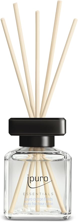 ipuro - Essentials Cotton Fields Room Fragrance 2 x 50 ml | Room Freshener with Star Anise Vanilla Flower &amp Geranium Rose Violet Cedar Wood Fragrance Aroma | Diffuser with Sticks | Air Freshen