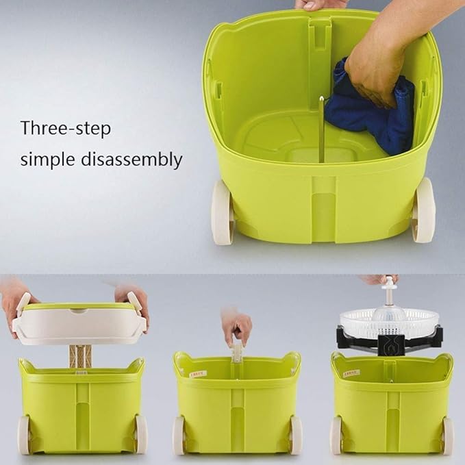 MopSpin Bucket Floor Cleaning System with Extended Adjustable Handle and Microfiber Pads