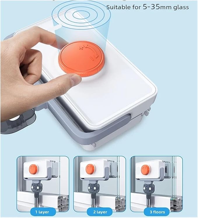 Double Sided Magnetic Glass Brush with Telescopic Rod Adjustable Anti-Drop for Various Home Window Cleaner(8-35mm with Rod)