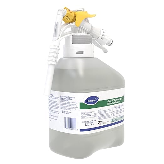 Diversey 5549254 Alpha-HP Multi-Surface Disinfectant Cleaner Bactericidal &amp Virucidal Hydrogen Peroxide with Citrus Scent Ready-to-Dispense (RTD) Concentrate 1.5-Liter (Pack of 2)