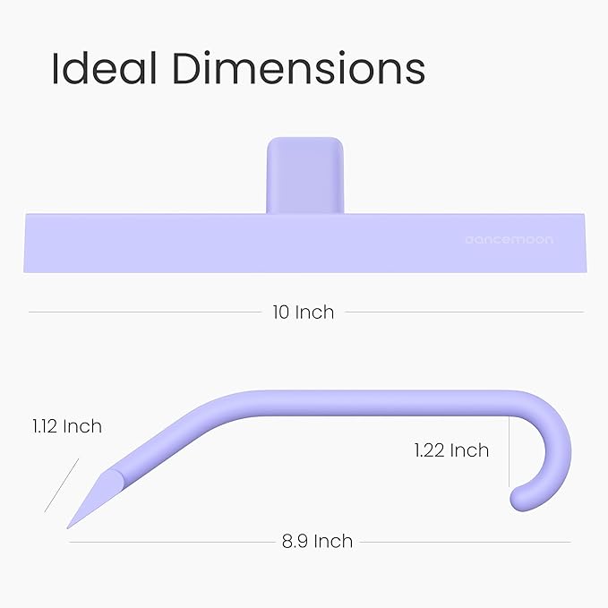 dancemoon JustHang Shower Squeegee for Glass Doors All-in-One Piece Silicone Squeegee with Built-in Hook for Bathroom Window Mirror Tile Wall Car Streak-Free Bathroom Cleaner Tool10 Inch Purple