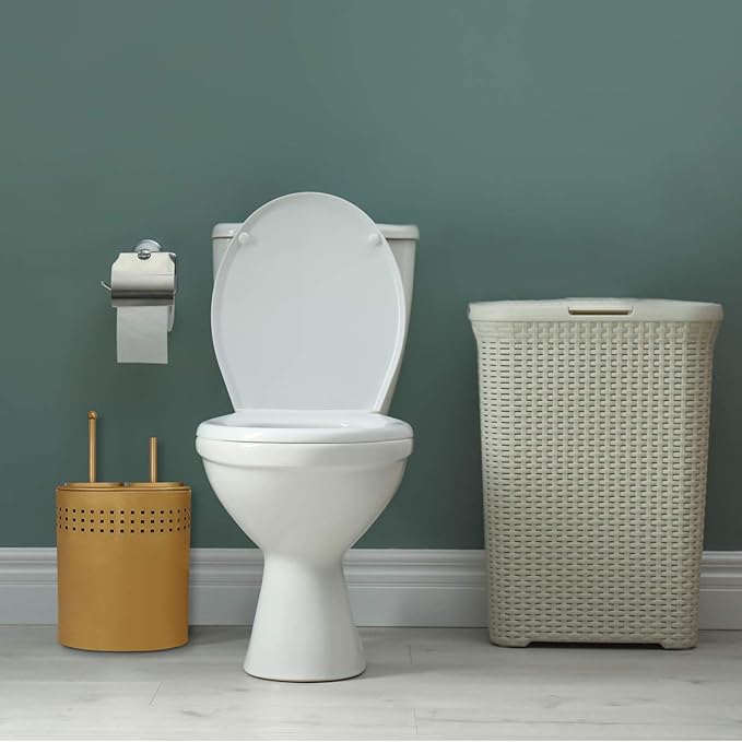 Blue Donuts Toilet Brush and Plunger Set with Holder Modern Gold Bathroom Accessories Toilet Plunger and Toilet Bowl Brush Combo