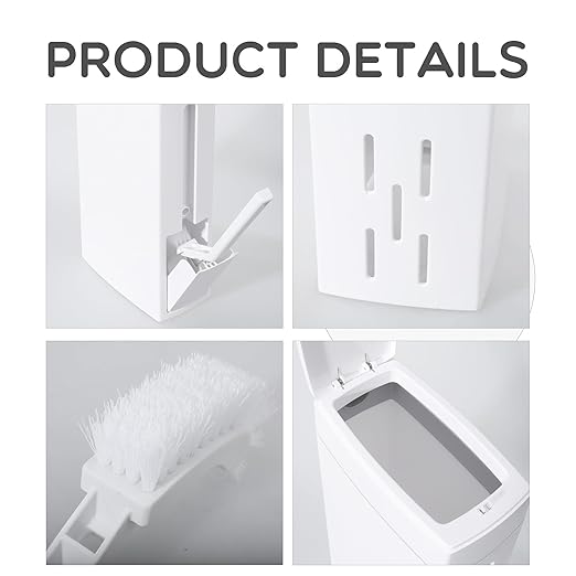 Slim Bathroom Trash CanBathroom Trash Can with Toilet Brush and Holder Set 4.5 Liter / 1.2 Gallon Press-Type Plastic Garbage Can Slim Rectangular Trash Bin for Toilet