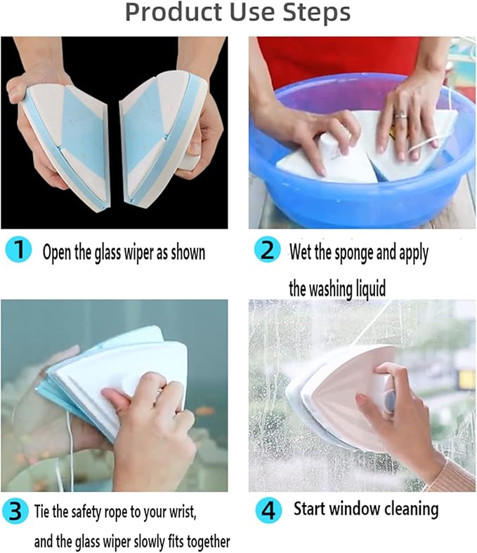 Window Cleaner Wipers Double-Sided Window Cleaner Glass Wiper Magnetic Cleaning Tools Magnetic Five-Gear Adjustable Window Cleaner Home for High Windows Thickness Shower Window Squeegee
