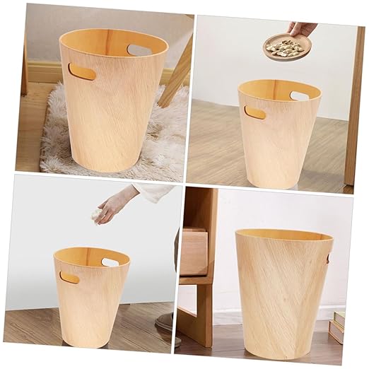 Alipis Desk Trash Can Wood Garbage Bin Recycle Bin Bathroom Bedroom Tiny Wastebasket Japanese Style