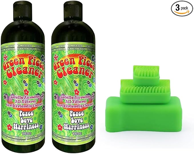Green Piece® Magnetic Glass Cleaner Kit –2 Bottles of 16 oz Glass Cleaner with Green Magnet Scrubber for Easy Grime and Tar Removal Eco-Friendly Solution for Glass Ceramic Metal Surfaces