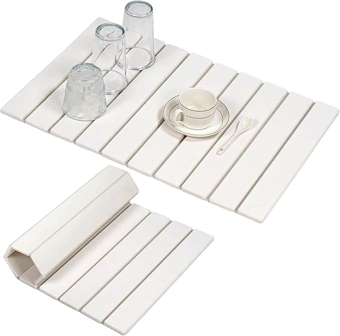 Large Stone Dish Drying Mat for Kitchen Counterdrying mat 24(L)×16(W)diatomaceous earth dish drying matquick drying stone mat for kitchen sinkdrying dish mat white