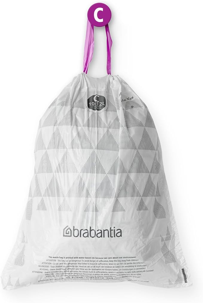 Brabantia 361982 40 Trash Bags Dispenser 2.6-3.2 Gallon White