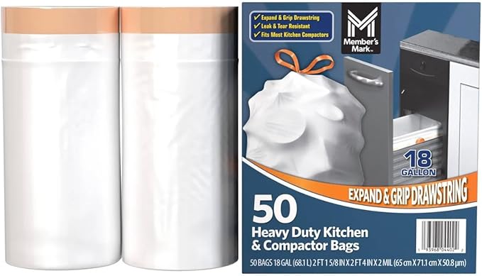 Member Mark Heavy Duty 18-Gallon Kitchen &amp Compactor Trash Bags 50 ct.