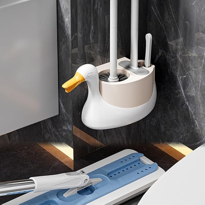 Multi-Functional Bathroom Cleaning Kit with 2 Bristle Brushes &amp 1 Rubber Scrubber Modern Home Toilet Cleaner for Bathrooms(B)