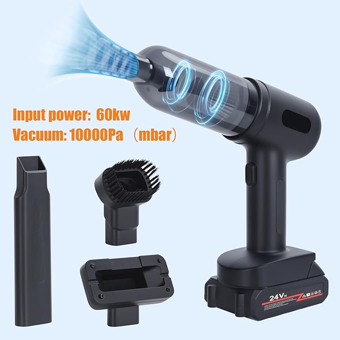 Cordless Car Vacuum CleanerPortable Handheld Vacuum Cleaner 10000Pa High Power Car Vacuum 60W Portable Vacuum Cleaner for CarOfficeHomePet Black