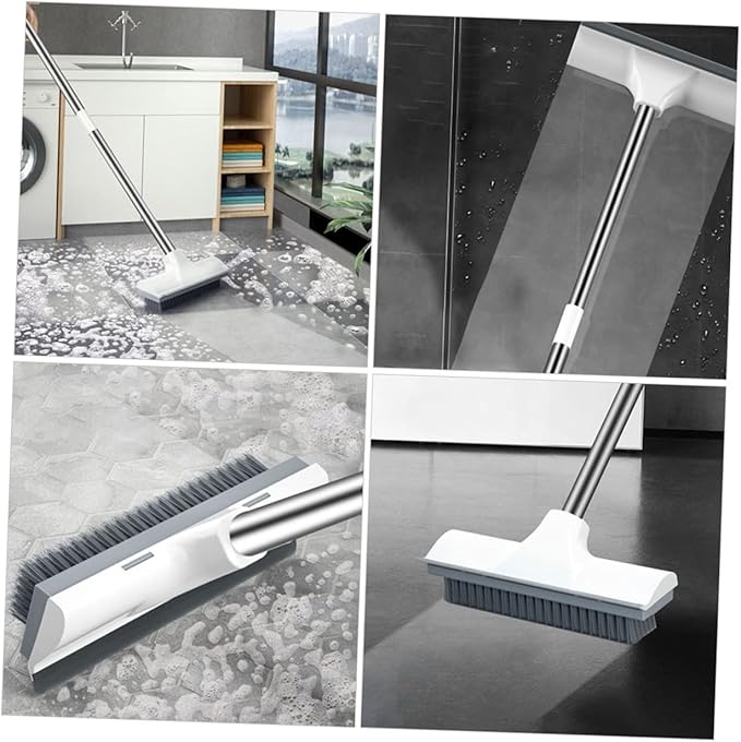 KICHOUSE Long Handle Floor Brush for Bathroom Floor Scrubbing Grout for Tile Brush Space-Saving Design