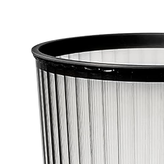 Clear Trash Can Garbage Bin Round Shape Clear Waste Basket Large Capacity Garbage Container with Top Rings for Bathroom Kitchen Dorm (Black)