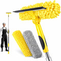 30FT High Reach Window Squeegee with Extension Pole 2 in 1 Window Washing Kit with 6-Stage Telescopic Pole &amp Rotatable Head No-Ladder Window Cleaner for High Window Solar Panel RV &amp Outdoo
