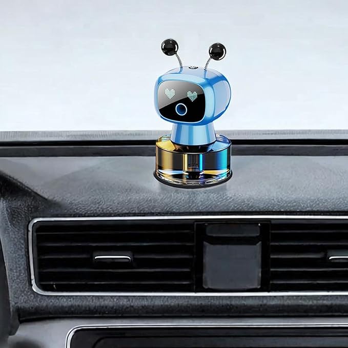 Generic Cute Robot Car Diffuser Aroma Essential Oil Diffuser Compact Smart Car Air Freshener for Living Room Home Bedroom Office Blue