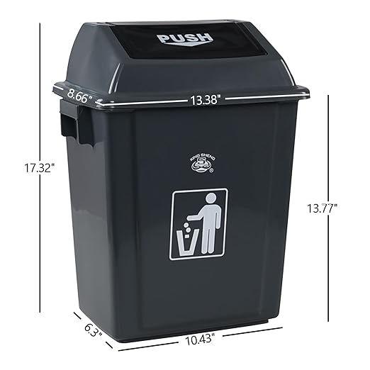 6 Gallon Plastic Swing Lid Trash Can Garbage Can with Swing Top Lids 4 Packs