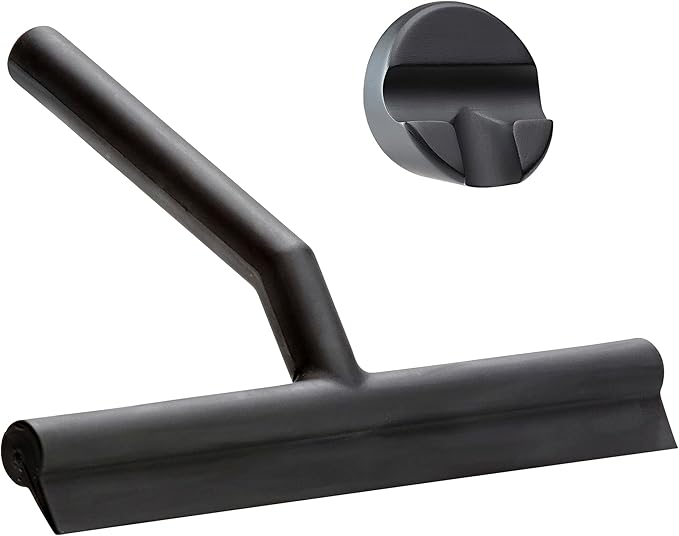 Zone Denmark Effortless Elegance Glass Wiper with Magnetic Holder for Stylish and Convenient Bathroom Maintenance Black 6.7x 8.3inches