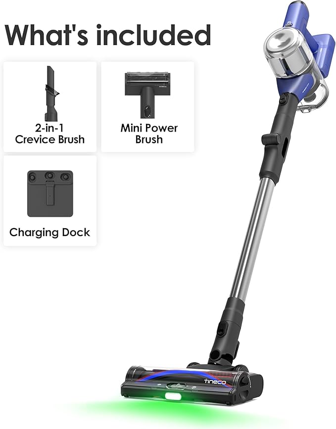 Tineco Pure ONE S50 Pro Cordless Vacuum 150AW Suction 95Min Runtime Anti-Tangle Brush 120° Green Light Easily Tackles Large Debris Stick Vacuum Cleaner for Pet Hair Carpet &amp Hard Floor
