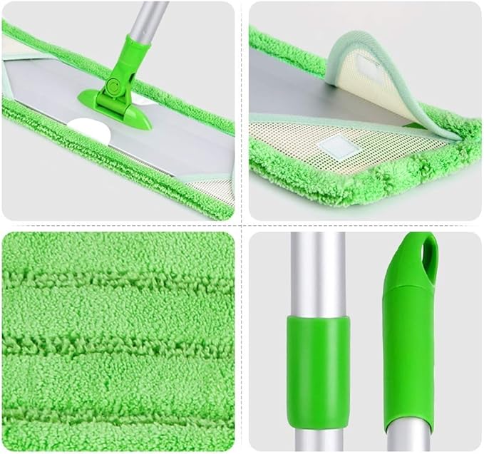 Microfiber Floor Mop Flat Pads and Stainless Steel Handle with Extension