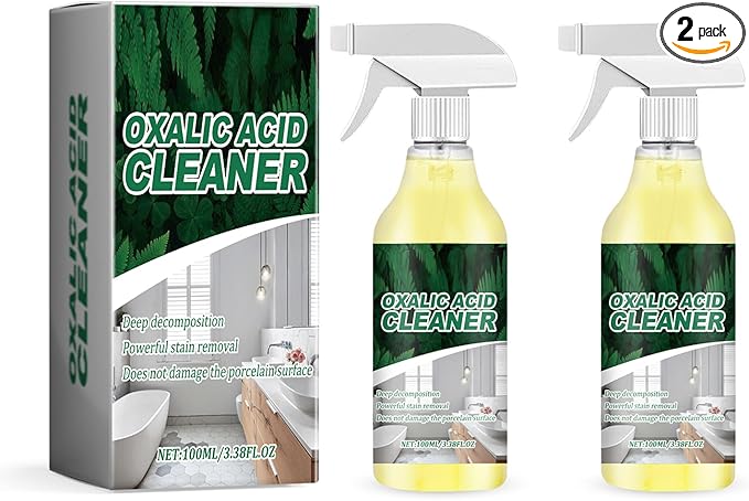 2 Bottle Oxalic Acid Cleaner 100ml/3.38fl.oz Multipurpose Stain Remover Spray for Bathroom