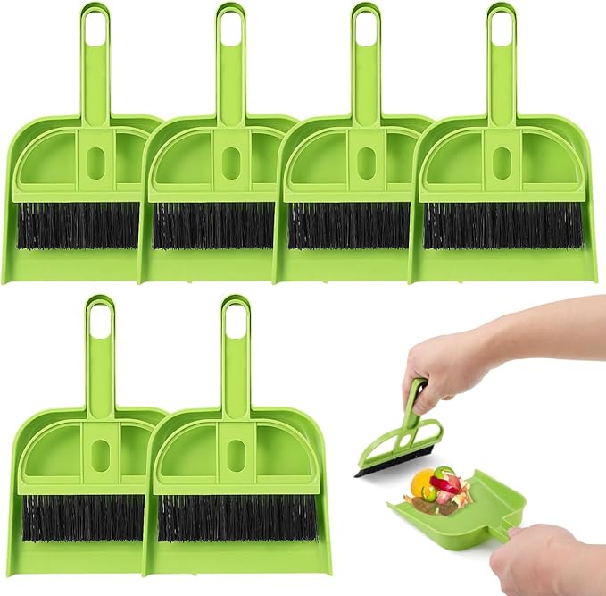 Healifty 18 Pack Mini Dust Pan and Brush Set Small Broom and Dustpan with Handle for Pets Kids Desk Home Camping Hand Cleaning Supplies