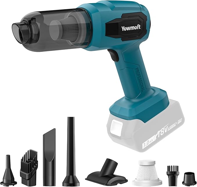 3 in 1 Handheld Car Vacuum Compatible with Makita 18V Battery with 21000pa Strong Suction Handheld Vacuum Cordless &amp Blower with 200W Brushless Motor Mini Vacuum Cleaner for Car Home (No Batter