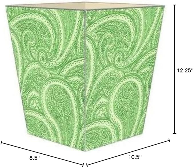WB2635 - Creme and Green Paisley Wastepaper Basket