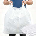 100 Pack 32 x 19 x 6 Extra Large White Plastic Shopping Bags(0.8 Mil Thick) Reusable Heavy Duty Large T-shirt Grocery Bags Bulk with Handles for Restaurant Retail Business