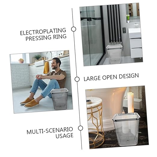 Transparent Large Garbage Can with Thickened PP Material Portable Kitchen Wastebasket and Bathroom Trash Bin for Home Office Bedroom Hotel Use