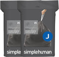 simplehuman Code J 40 Count Genuine Odorsorb Custom Fit Liners Drawstring Odor Absorbing Trash Bags in Dispenser Packs 30-45 Liter / 8-12 Gallon