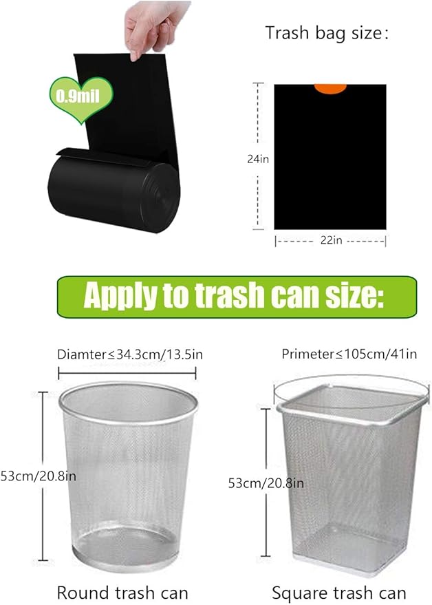 Besli 8 Gallon Black Drawstring Trash Bag Garbage Bag Trash Can Liner0.9 Mil90 Counts