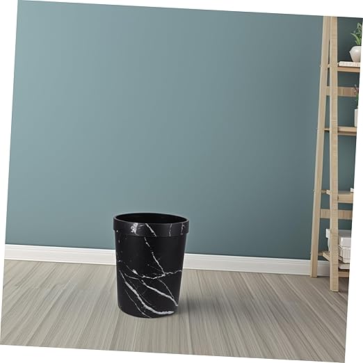 GLEAVI Elegant Marble Pattern Trash Can Medium Wastebasket for Office Bathroom and -Saving Design for Modern Interiors Versatile Garbage Bin for Home Use