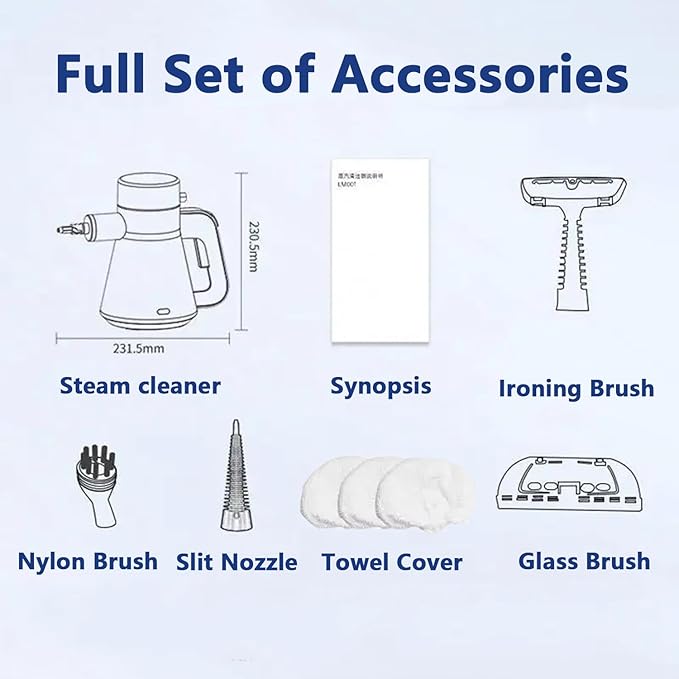 135℃ Steam MopSteam Shot4 Different Nozzleswith 450ml Large Capacity Water Tank2min Fast Heating135℃ High TemperatureSuitable for Removing Oil StainsIroning Clothes