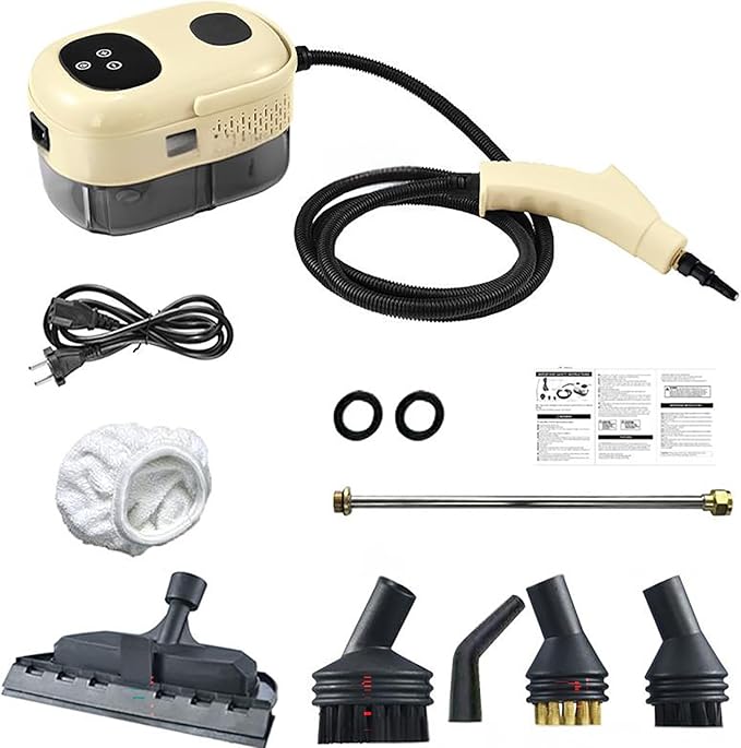 Handheld Pressurized Steam Cleaner 2500W Handheld High Temp Portable Cleaning Machine Natural Steam Cleaner Steamer for Cleaning Ready In 10s Multifunctional Steam Cleaning for Bed Car Kitchen(Kha