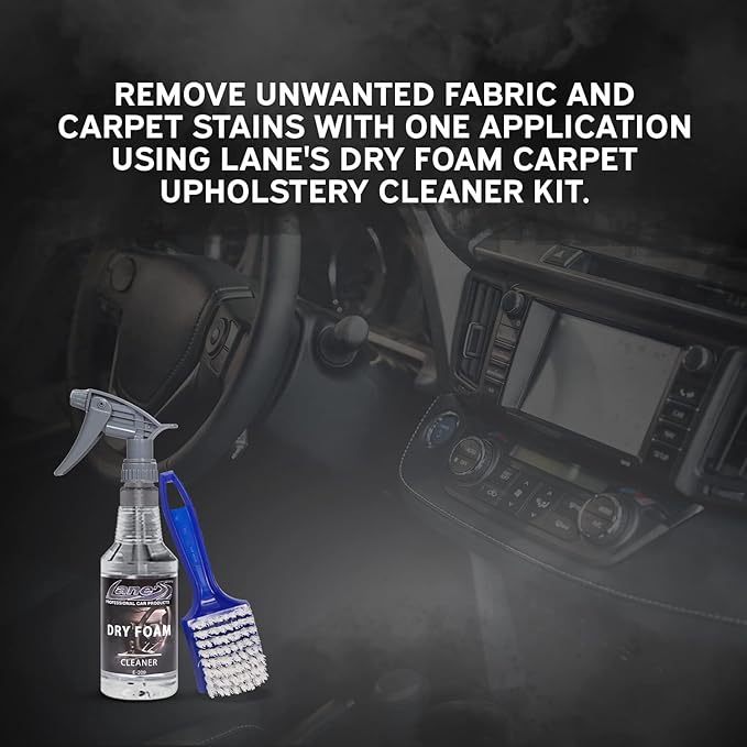 LANE'S Dry Foam Carpet Cleaner &amp Scrub Brush Kit - 32oz - Easy to use - Quick and Efficient Formula - Powerful Cleaning - Included Scrub Brush