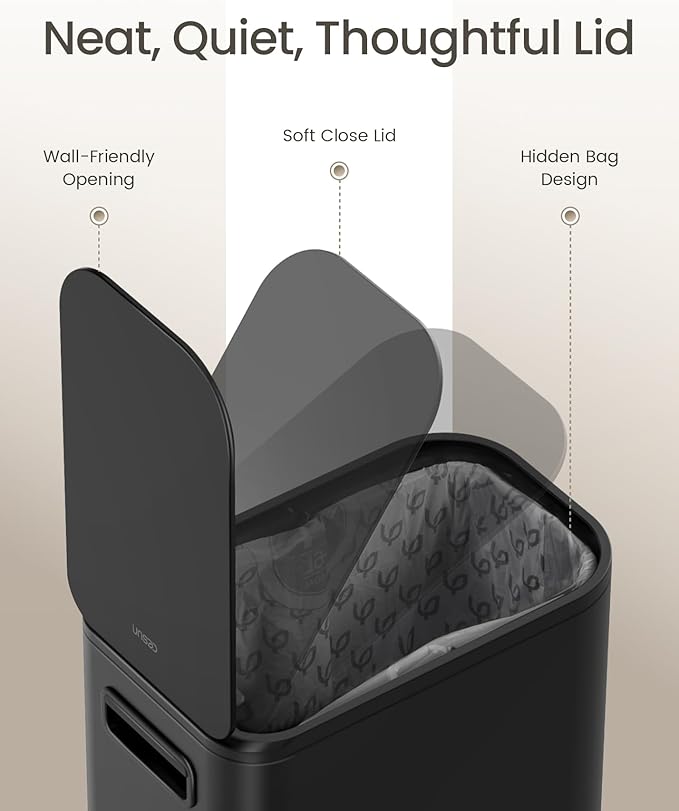Cesun Small Bathroom Trash Can with Lid Soft Close Step Pedal 5 Liter / 1.3 Gallon Stainless Steel Garbage Can with Removable Inner Bucket Waste Basket for Bathroom Bedroom (Matte Black)